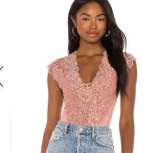 Free People x We‎ are HAH Lady Like Bodysuit, Thong, Copper Rose, X-Small, NWT